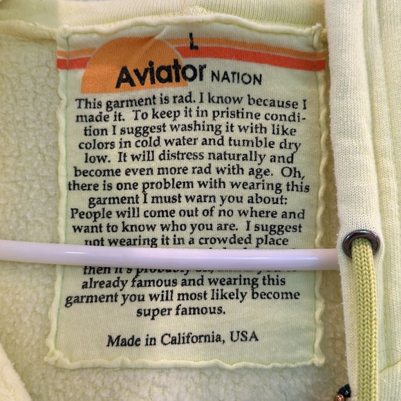 Aviator Nation limited edition neon yellow five stripe hoodie - Picture 2 of 4